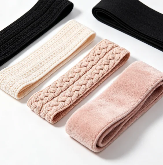 Types of lingerie elastic bands flat lay
