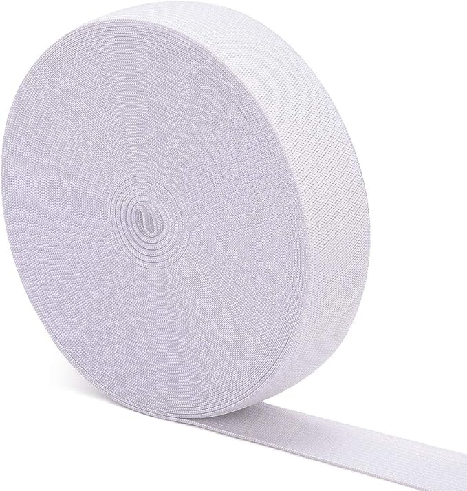 1 Inch White Non-Roll Polyester Knit Elastic Band