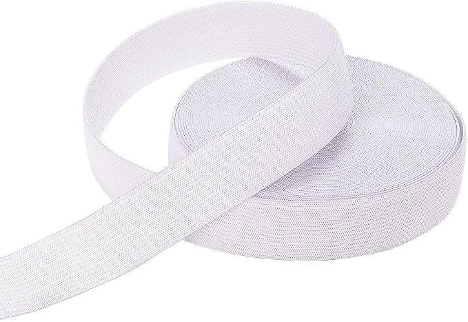 1 Inch White Non-Roll Polyester Knit Elastic Band
