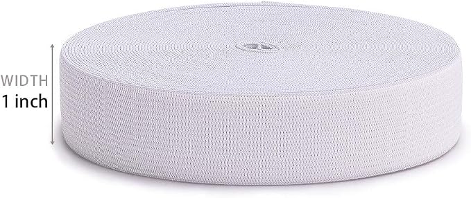 1 Inch White Non-Roll Polyester Knit Elastic Band