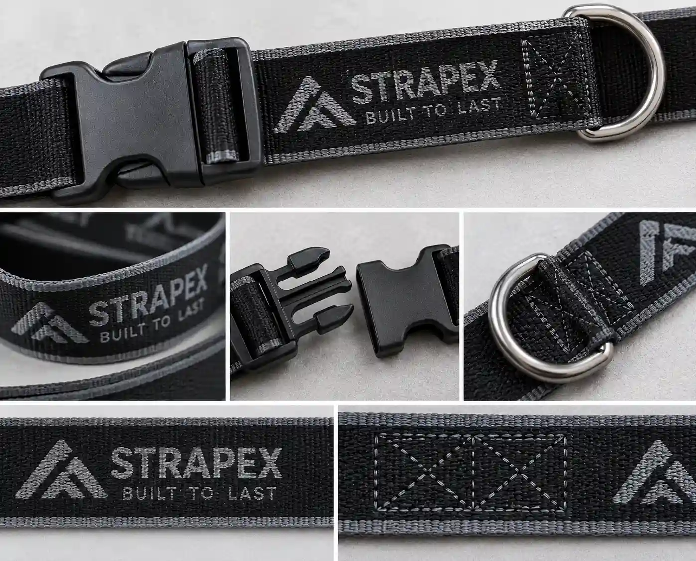 Comparison of nylon, polyester, cotton, and polypropylene webbing material textures