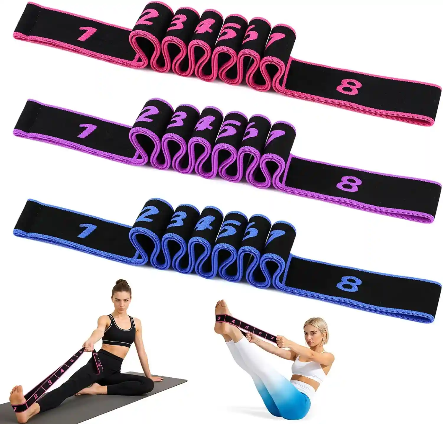 8-Level Adjustable Resistance Band for Stretching and Training