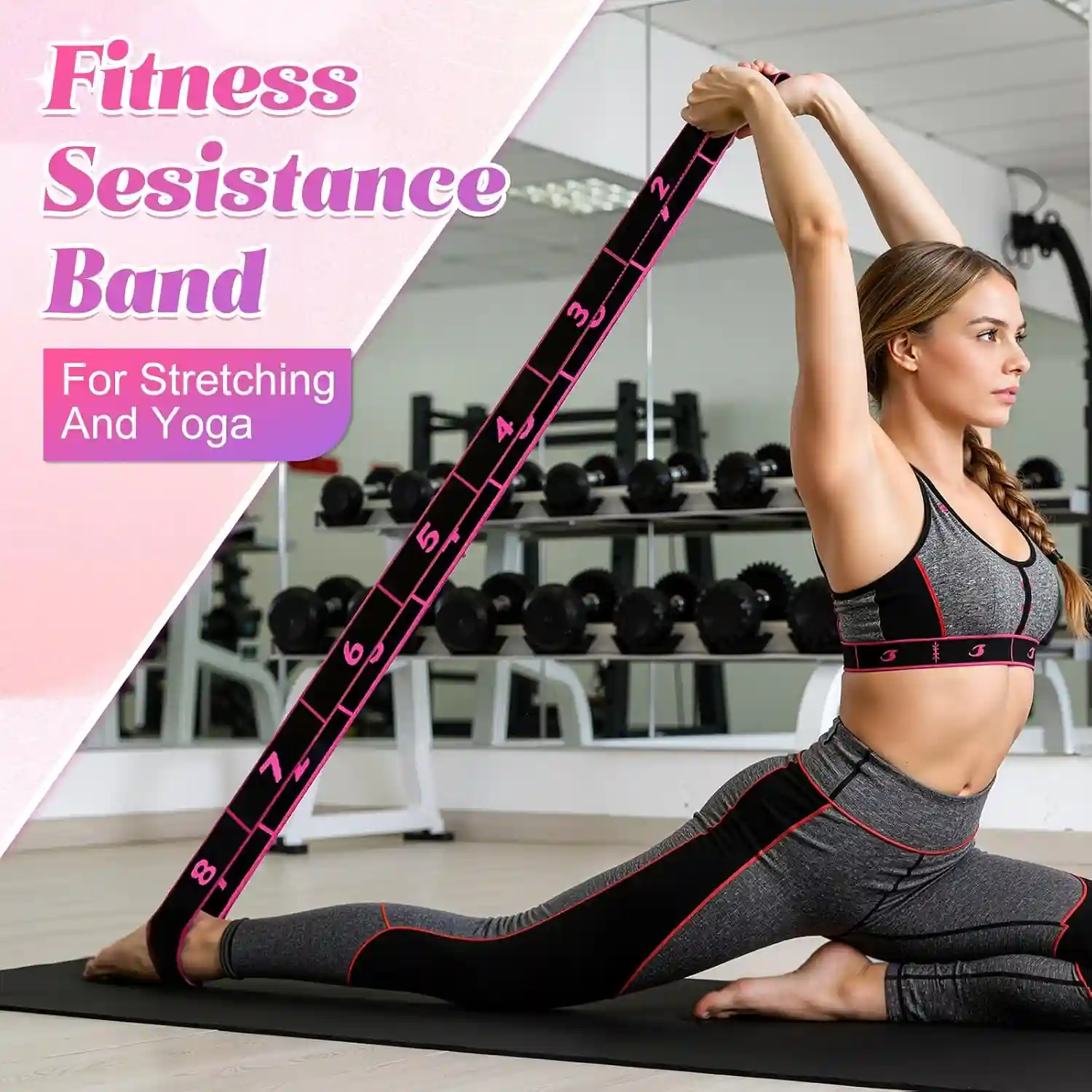 8-Level Adjustable Resistance Band for Stretching and Training