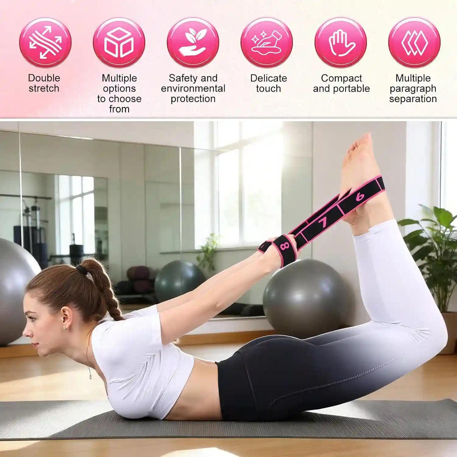 8-Level Adjustable Resistance Band for Stretching and Training