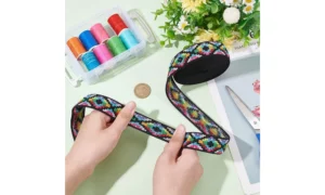 Jacquard-pattern-detail-held-for-inspection