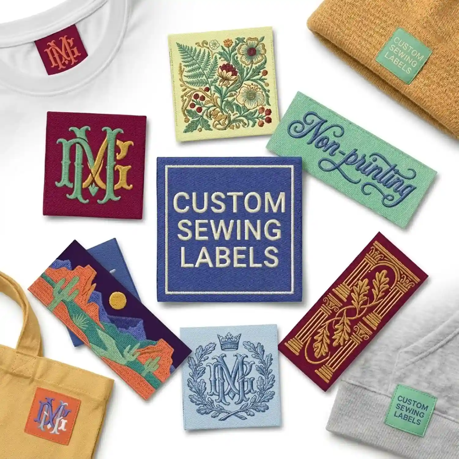 Custom Woven & Printed Labels 2.5×2.5cm | Premium Fabric Labels for Clothing Brands Custom Woven & Printed Labels 2.5×2.5cm | Premium Fabric Labels for Clothing Brands