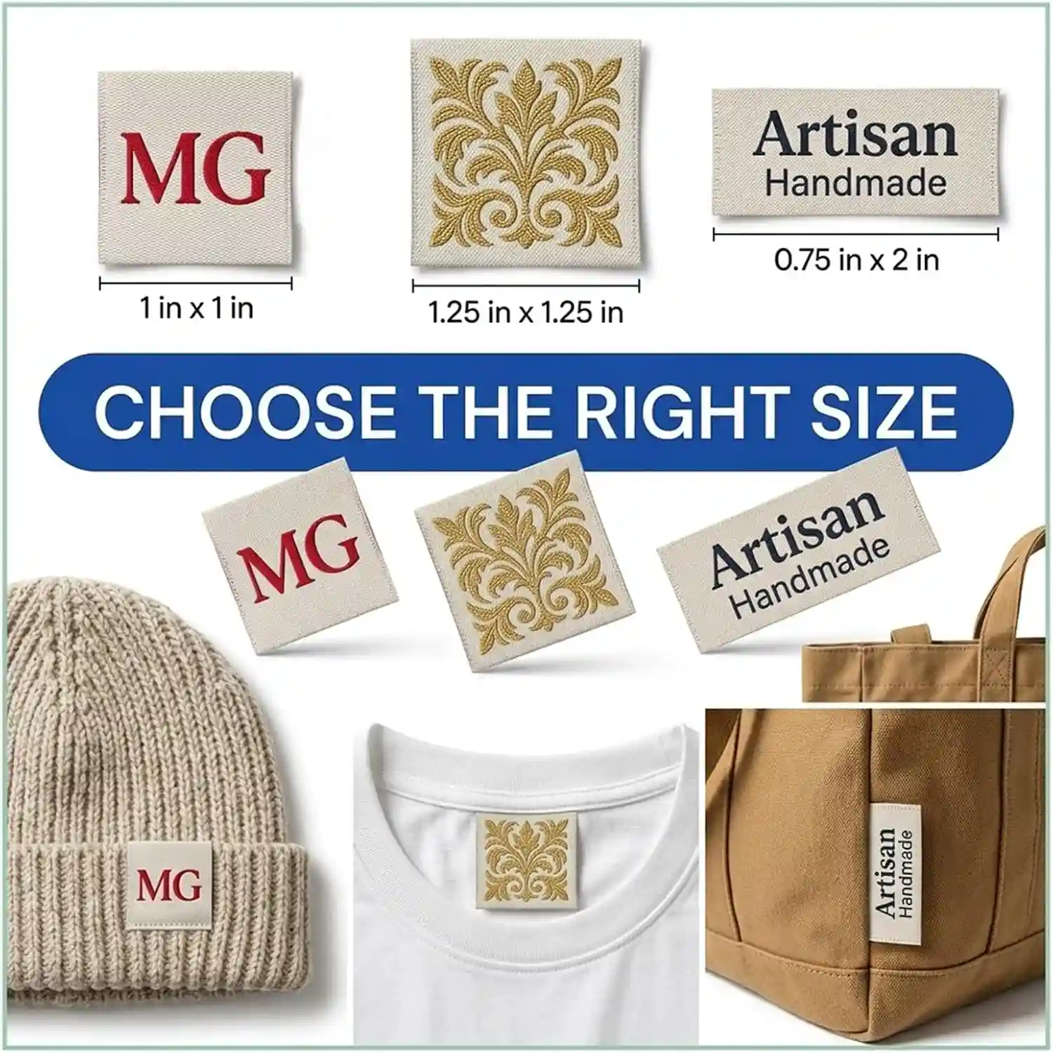Custom Woven & Printed Labels 2.5×2.5cm | Premium Fabric Labels for Clothing Brands