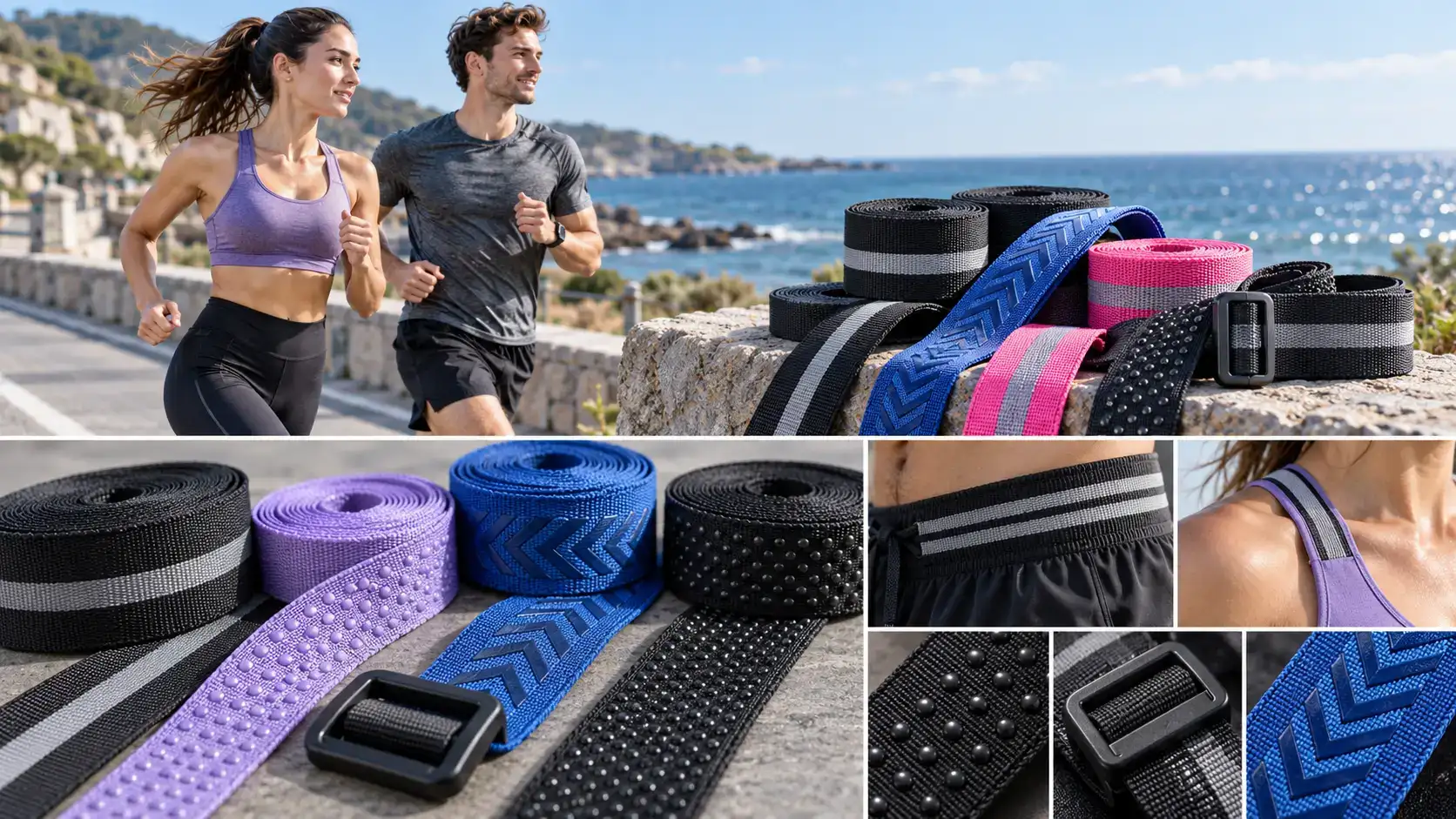 Non-slip elastic webbing